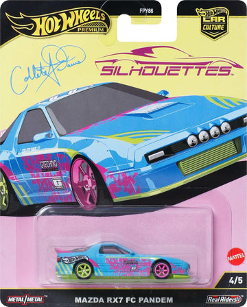 Hot Wheels Premium Car Culture Collectible Toy Car, 1:64 Scale Die-Cast Mazda RX7 FC Pandem, Silhouettes Vehicle with Real Riders Tires