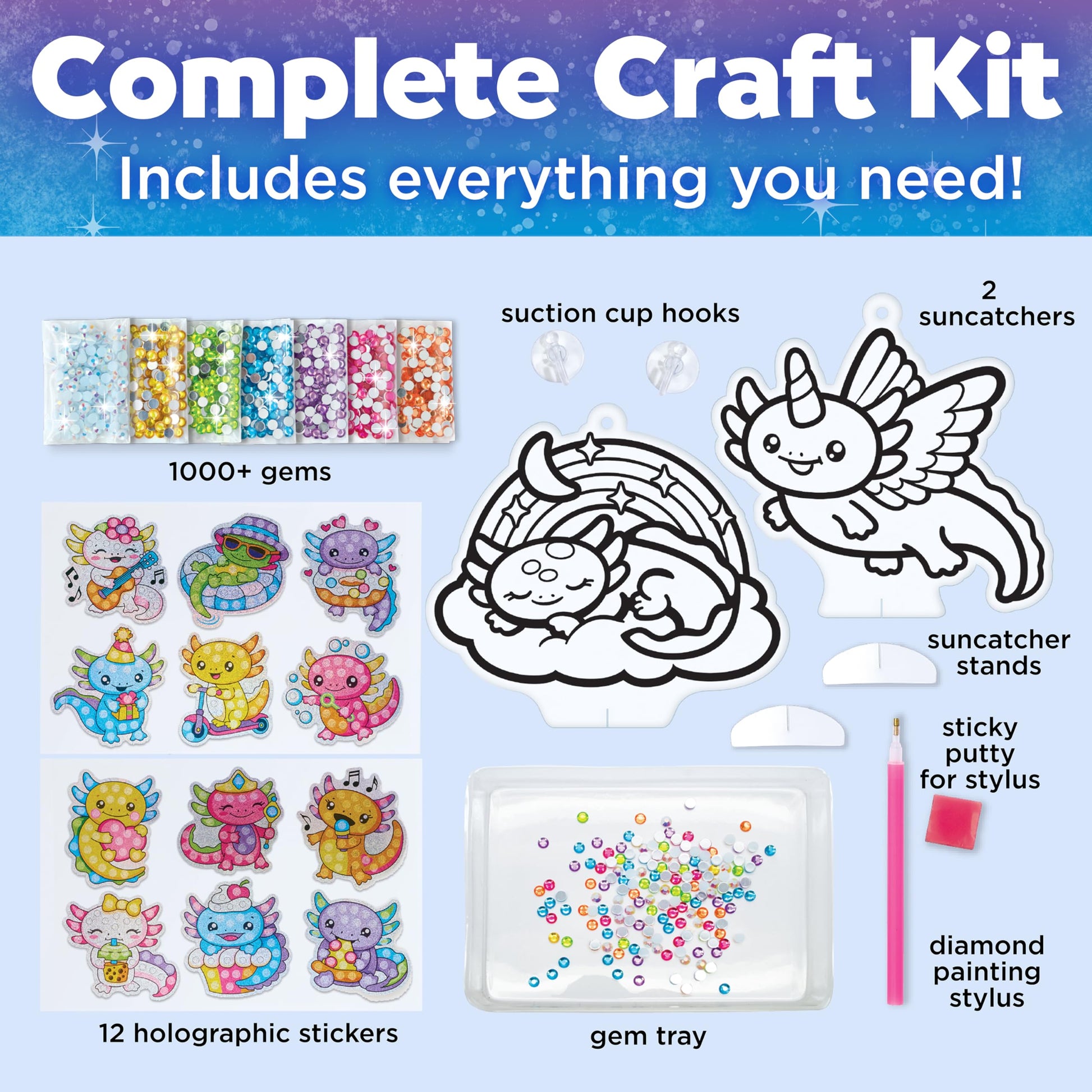 Creativity for Kids Big Gem Diamond Painting Axolotl| Mindful Summer Fun | Great Back to School Activities | Girl Toys and Crafts for Ages 6-8+