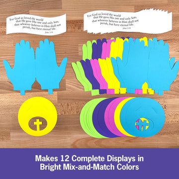 FreshCut Crafts John 3:16 Punch-Out 3-D Paper Kit, 12 Colorful Tabletop Displays Bible Craft for Kids Ages 5 & Up, Perfect for Sunday School, Church