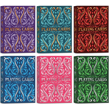 Playing Cards 6 Pack, Decks of Cards, Poker Size Standard Index Deck in 6 Unique Colors, Playing Cards Bulk for Family Game Night, Blackjack