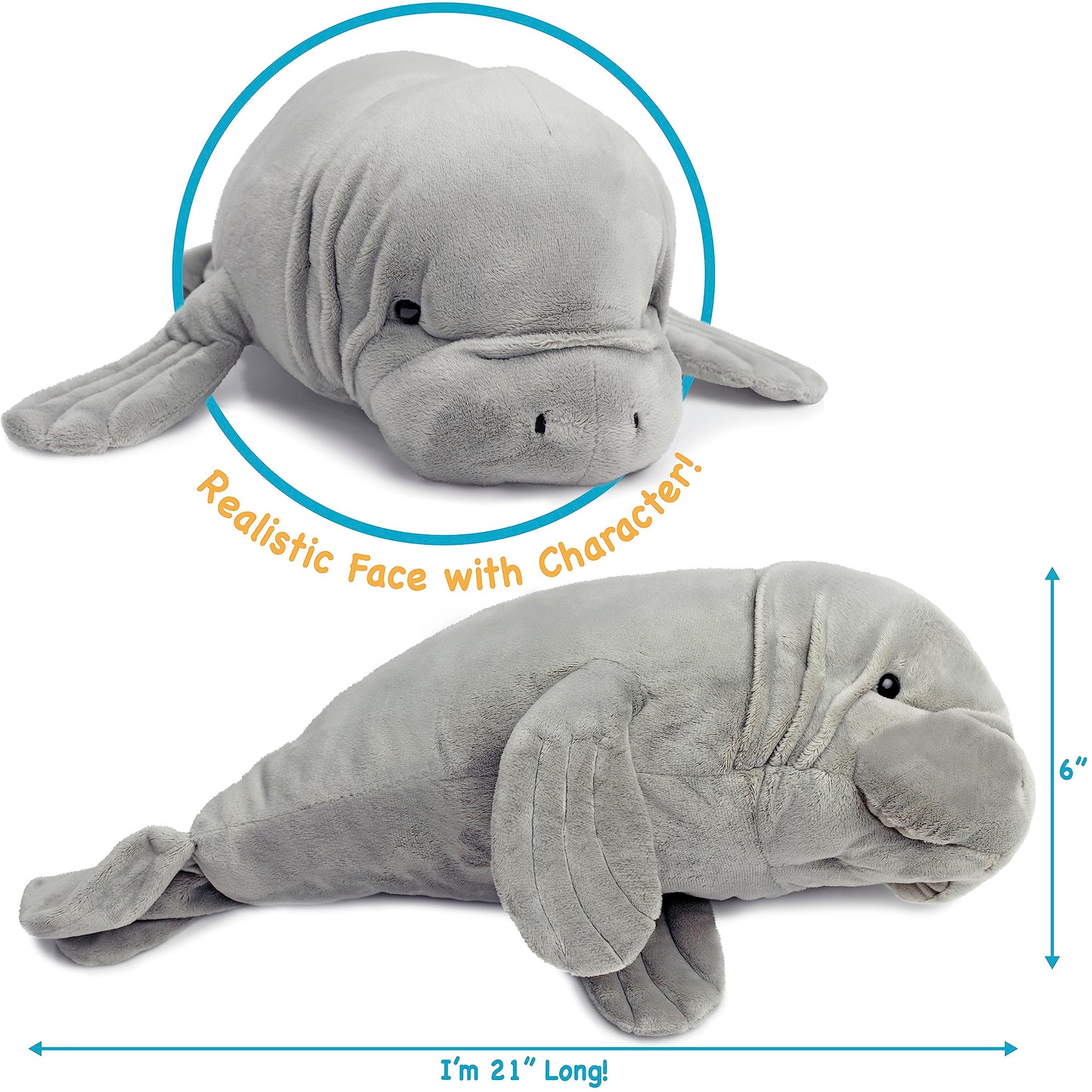 TigerHart Morgan The Manatee - 21 Inch Stuffed Animal Plush (New Edition)