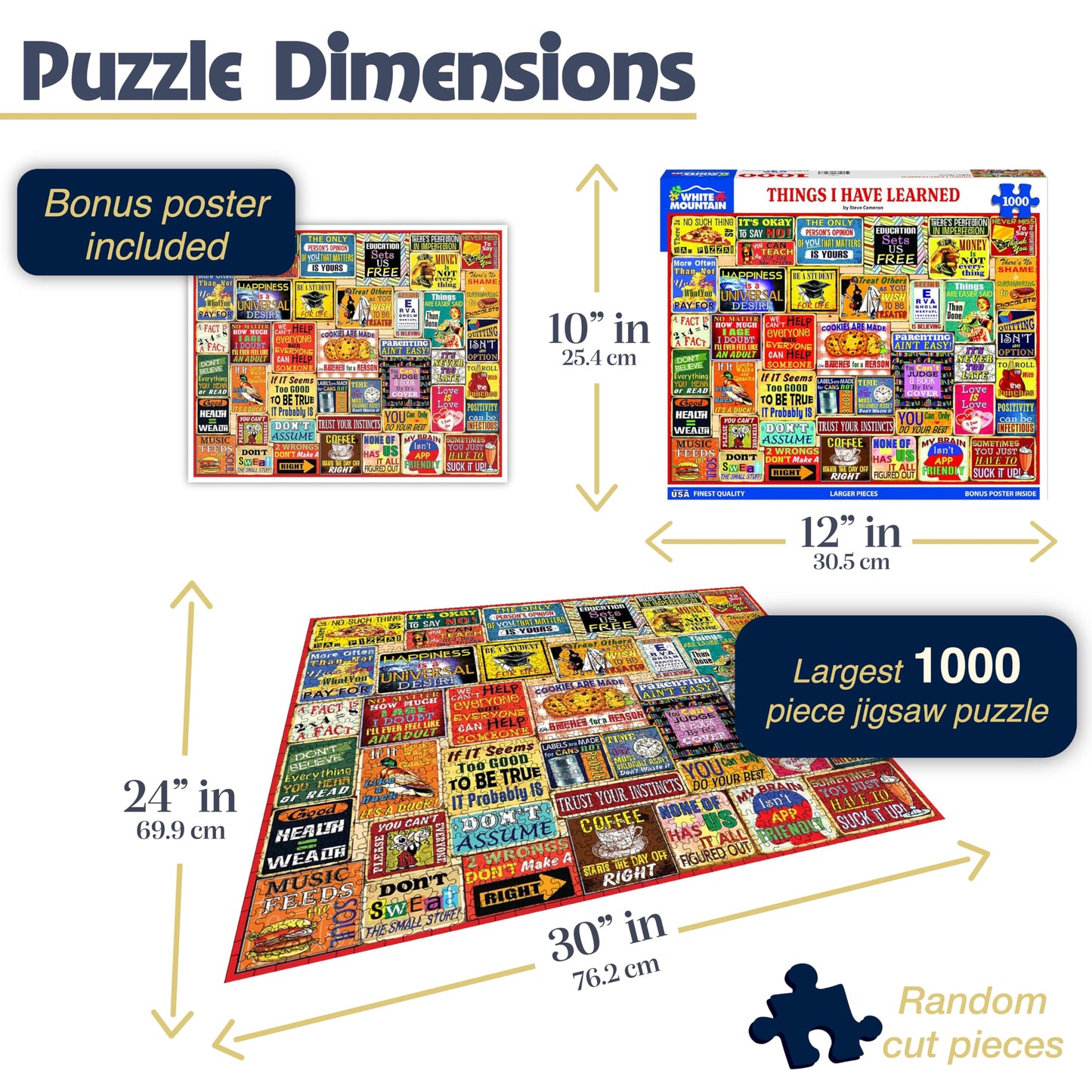White Mountain 1000 Piece Jigsaw Puzzle Funny Quote, Things I Have Learned