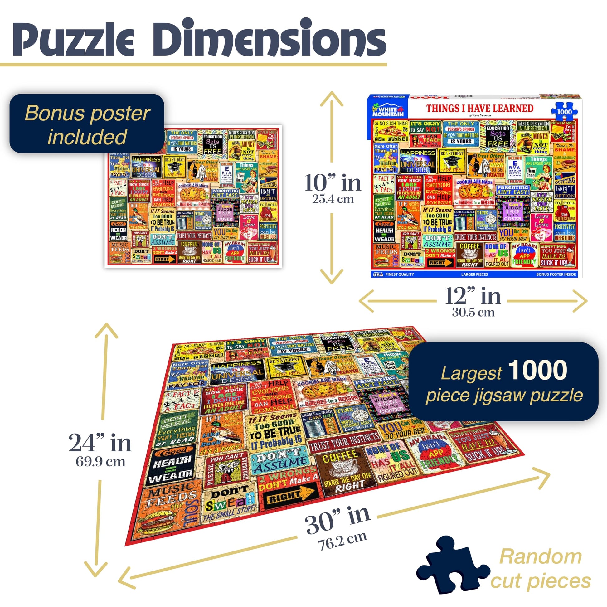White Mountain 1000 Piece Jigsaw Puzzle Funny Quote, Things I Have Learned