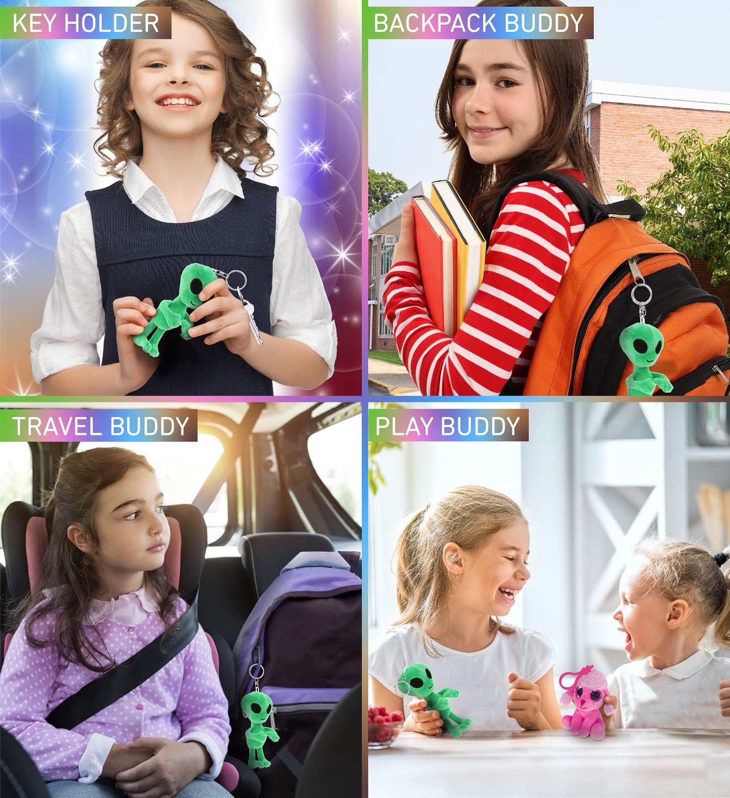 DolliBu Green Alien Cute Accessories - Space Alien Charms for Girls & Boys - 5 Inches