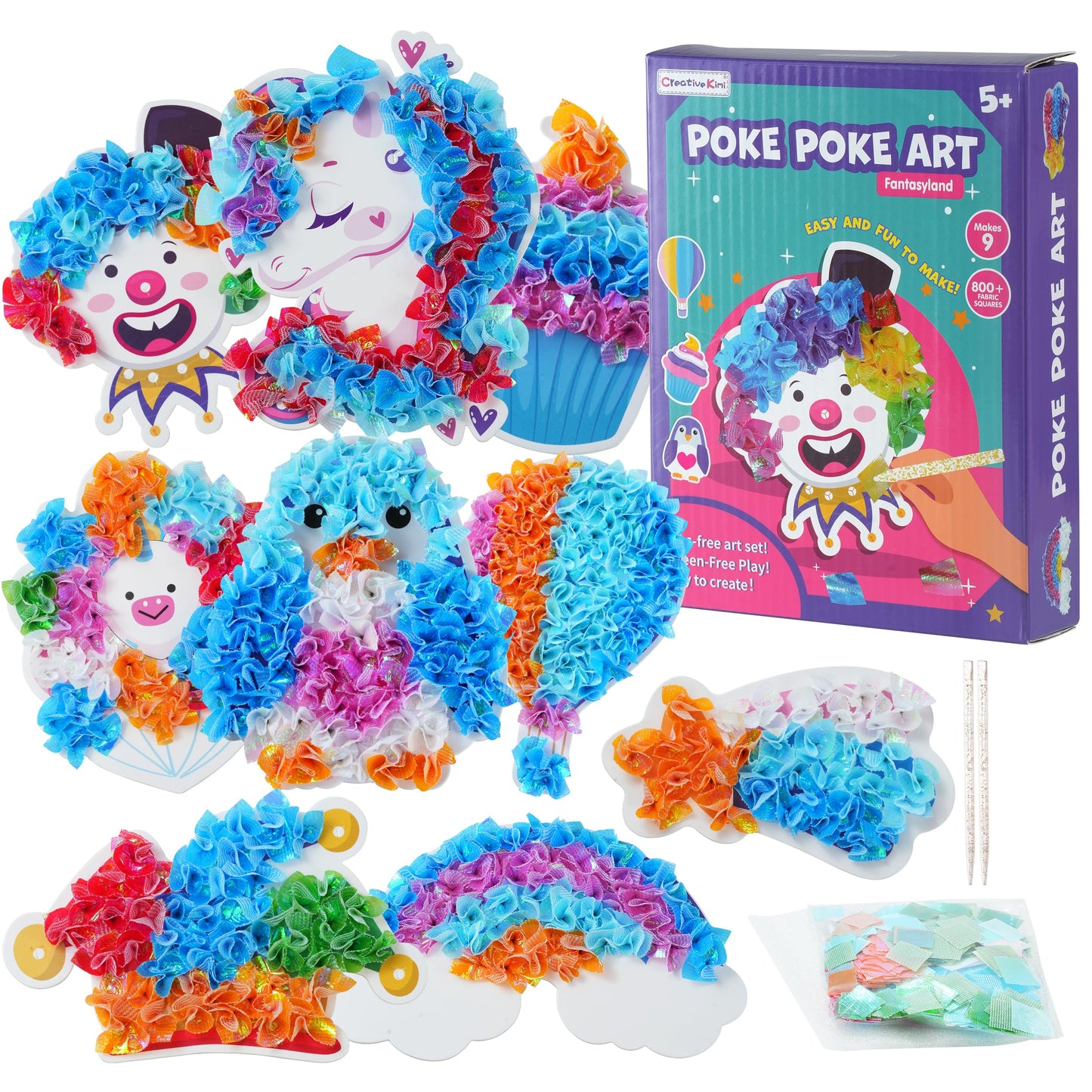Poke Art Kit for Girls Ages 4-8 | Princess Theme DIY Craft Kit | Mess-Free Fabric Puncture Painting | Creative Activity Gift for 6-12 Year Old Girls |