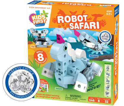 Thames & Kosmos Kids First: Robot Safari - Introduction to Motorized Machines Science Experiment Kit for Ages 5 to 7, Build 8 Robotic Animals