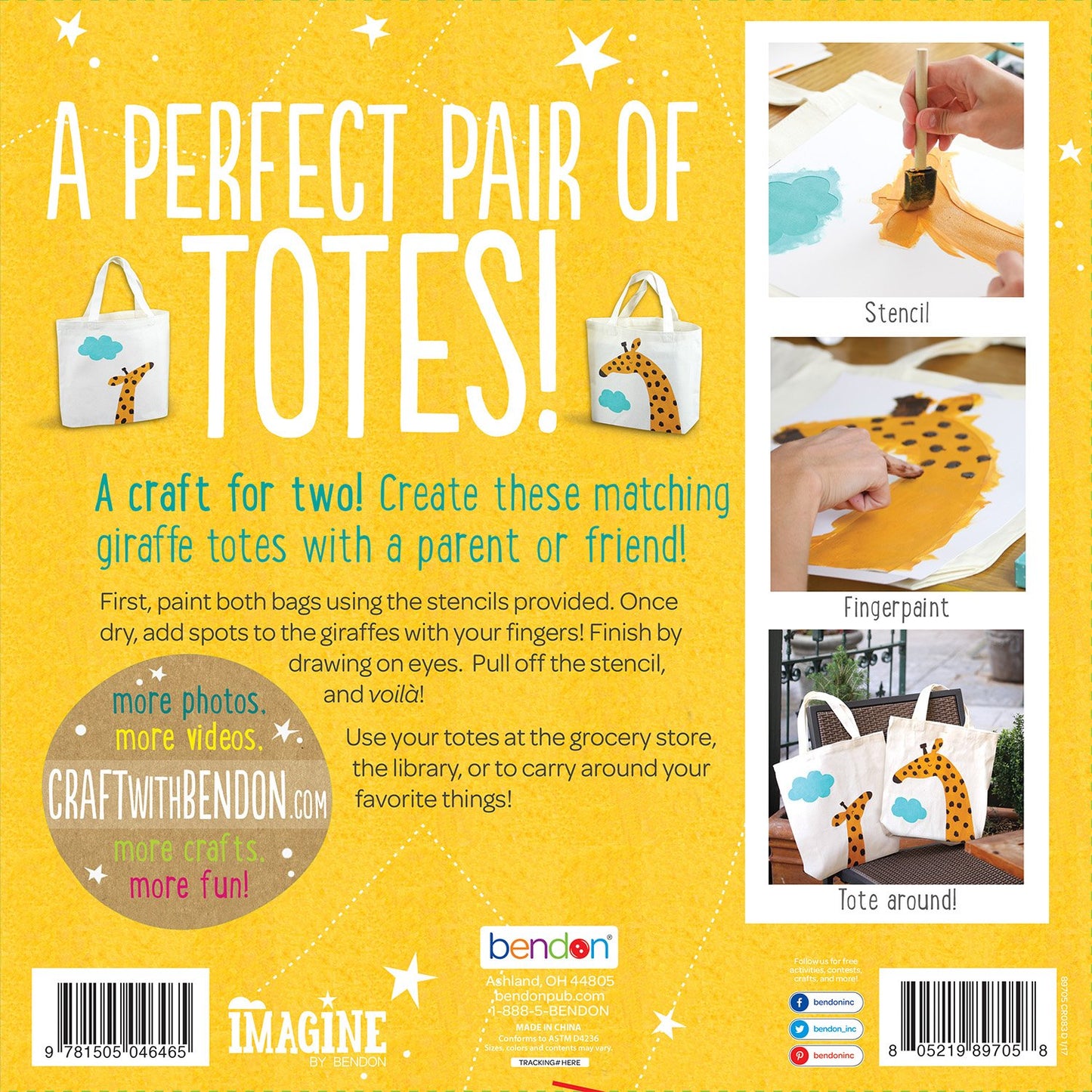 Bendon Imagine Craft with Me Tote Bags Craft Kit (89705)