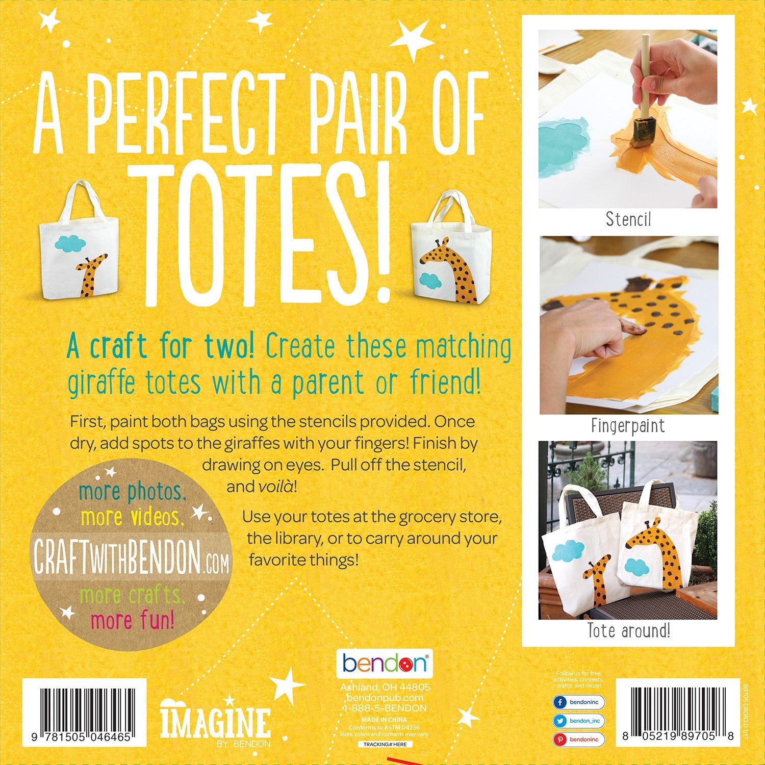 Bendon Imagine Craft with Me Tote Bags Craft Kit (89705)