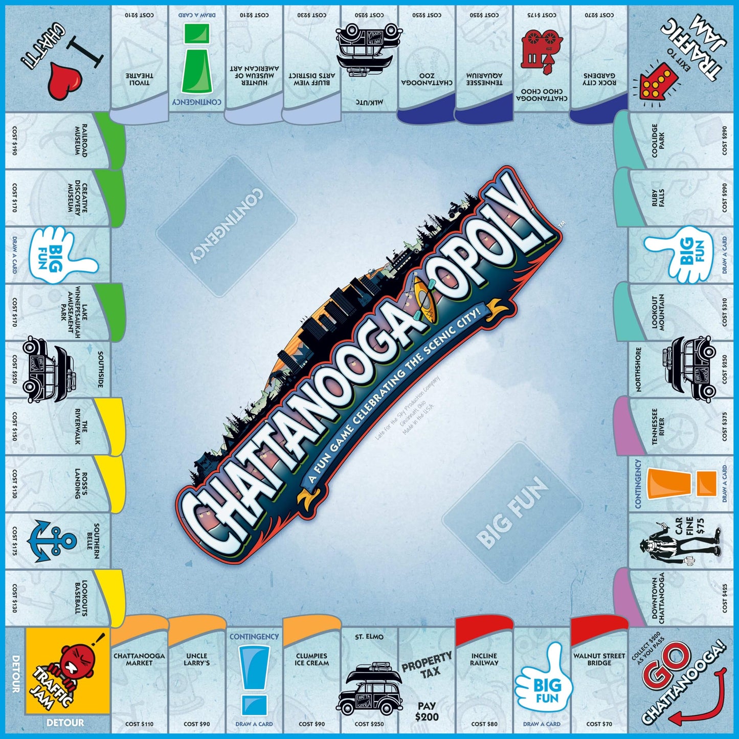 Late for The Sky Chattanooga-Opoly City Board Game - Scenic City Family Strategy, 2-6 Players Ages 8+, opoly-Style Play, Traditional or 1-Hour Game