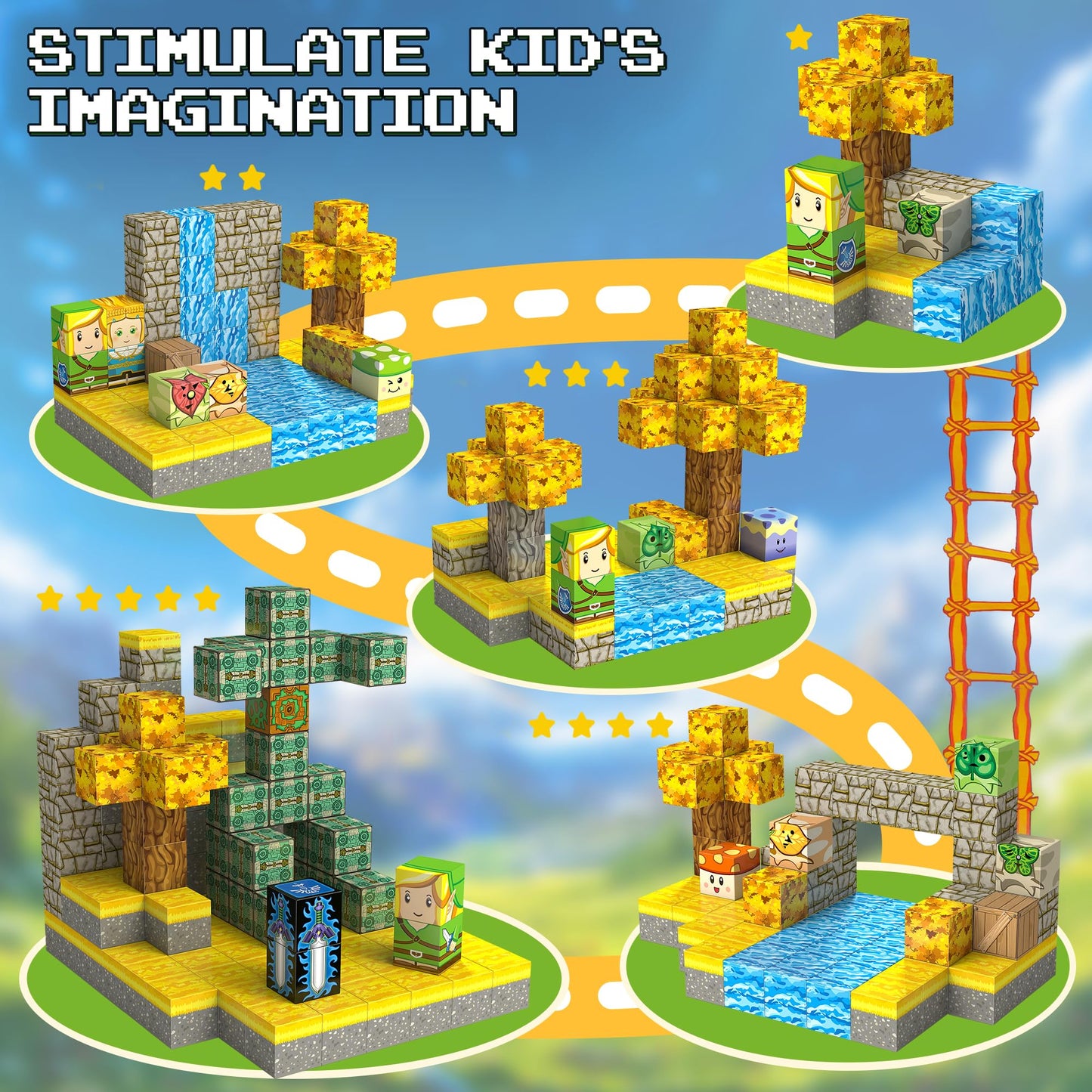 Magnetic Building Blocks for BOTW Fans, Koroks Magnet Cubes Blocks for Kids 5-7, STEM Building Game Sensory Outdoor Toys Christmas Birthday Gift