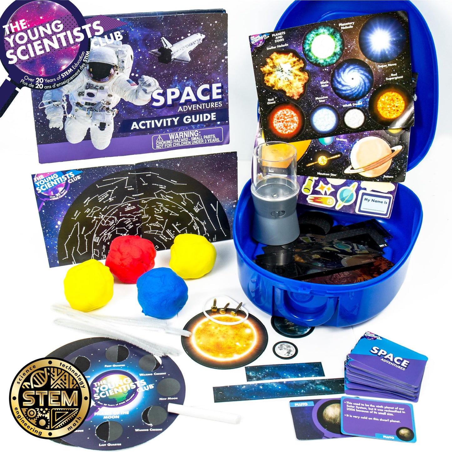The Young Scientists Club Space Adventures Pack, STEM Kit, 13 Educational Activities, Includes Reusable Backpack, Space Navigator, DIY Constellations