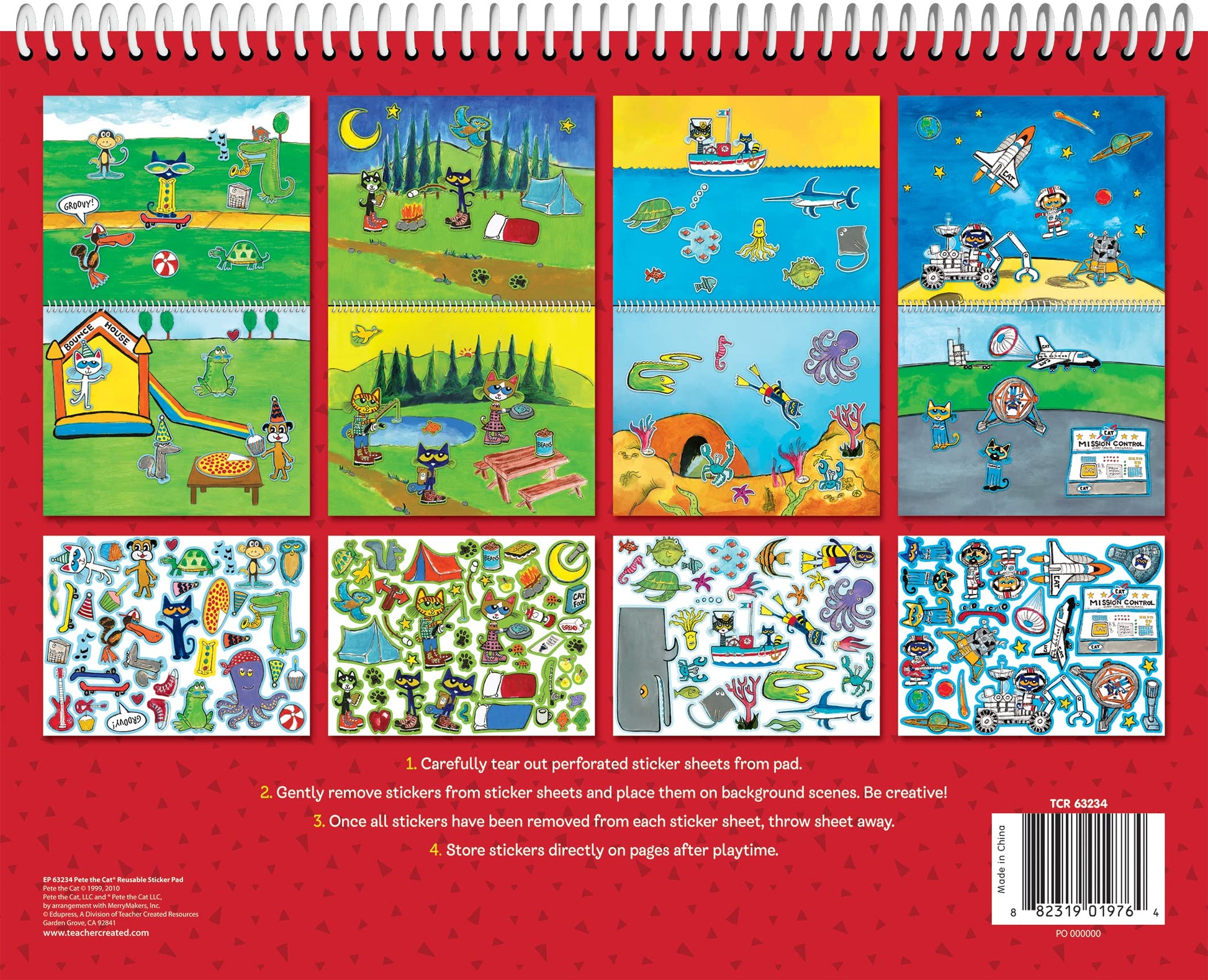 Teacher Created Resources Pete The Cat Reusable Sticker Pad