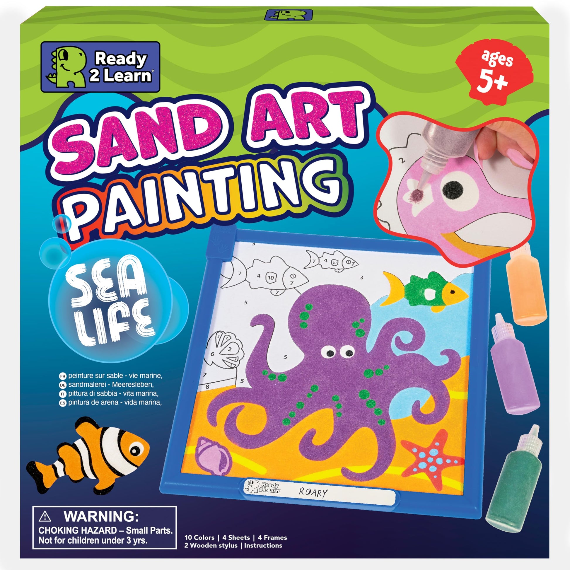 READY 2 LEARN Sand Art Painting | Sea Life | 4 Underwater Scenes | 10 Colors - Sand Art Kits for Kids Ages 4-8