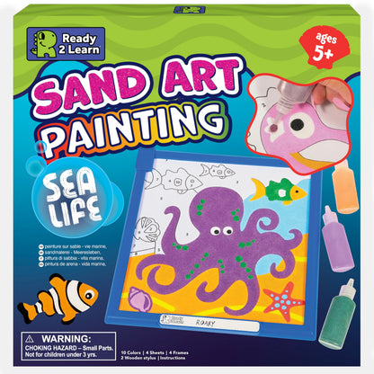 READY 2 LEARN Sand Art Painting | Sea Life | 4 Underwater Scenes | 10 Colors - Sand Art Kits for Kids Ages 4-8