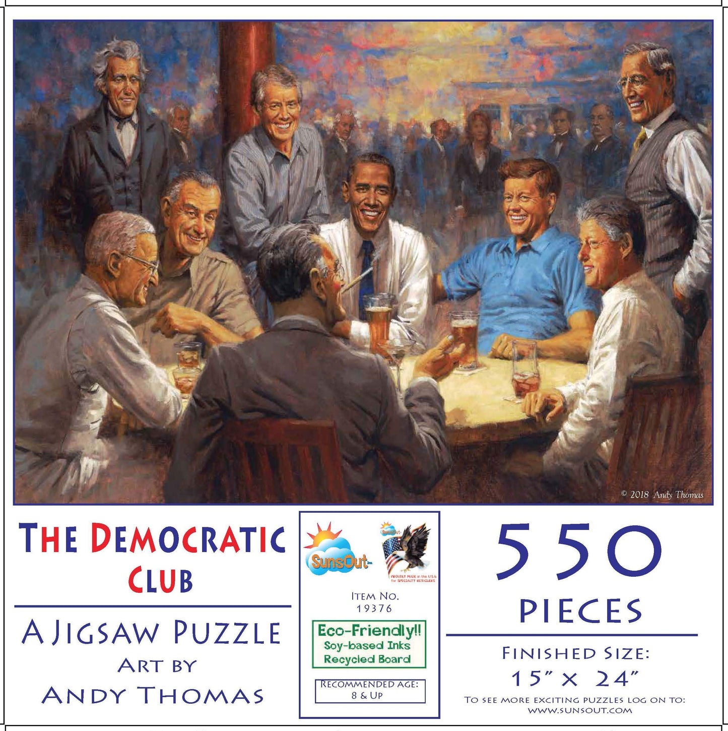 SUNSOUT INC - The Democratic Club - 550 pc Jigsaw Puzzle by Artist: Andy Thomas - Finished Size 15" x 24" - MPN# 19376