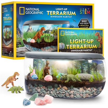 National Geographic Light-Up Dinosaur Terrarium Kit for Kids Ages 6+