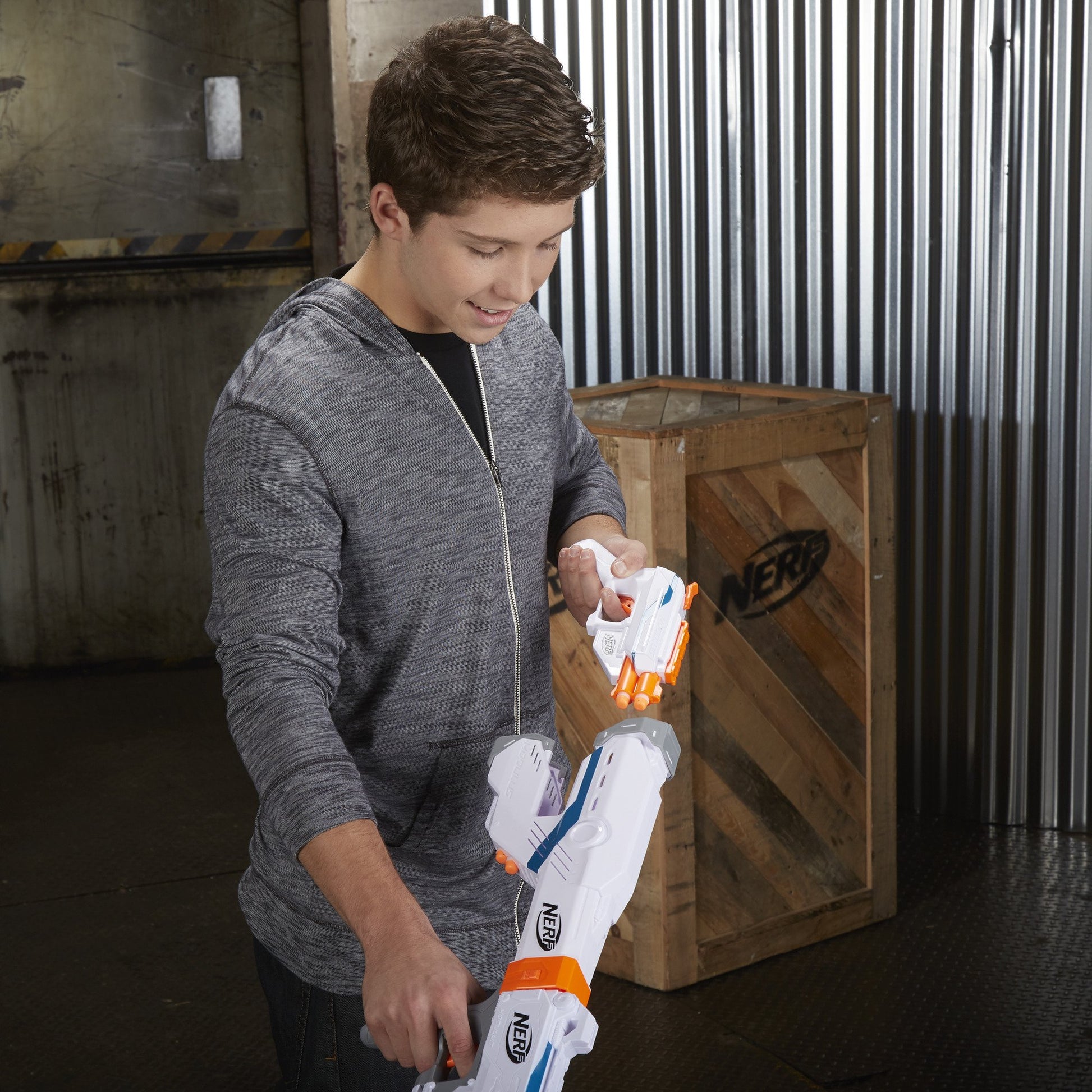 Nerf Modulus Mediator Blaster -- Fires 6 Darts in a Row, Pump Action, Slam Fire, Includes 6-Dart Clip and 6 Official Nerf Elite Darts (Amazon