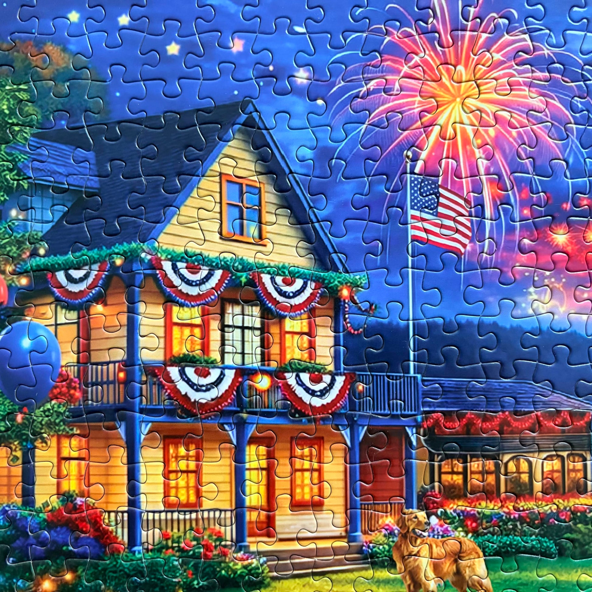 500 Piece Puzzles for Adults - 4th of July Jigsaw Puzzles - Celebrate The USA Patriotic Puzzle - Fourth of July Fireworks Celebration - Artwork