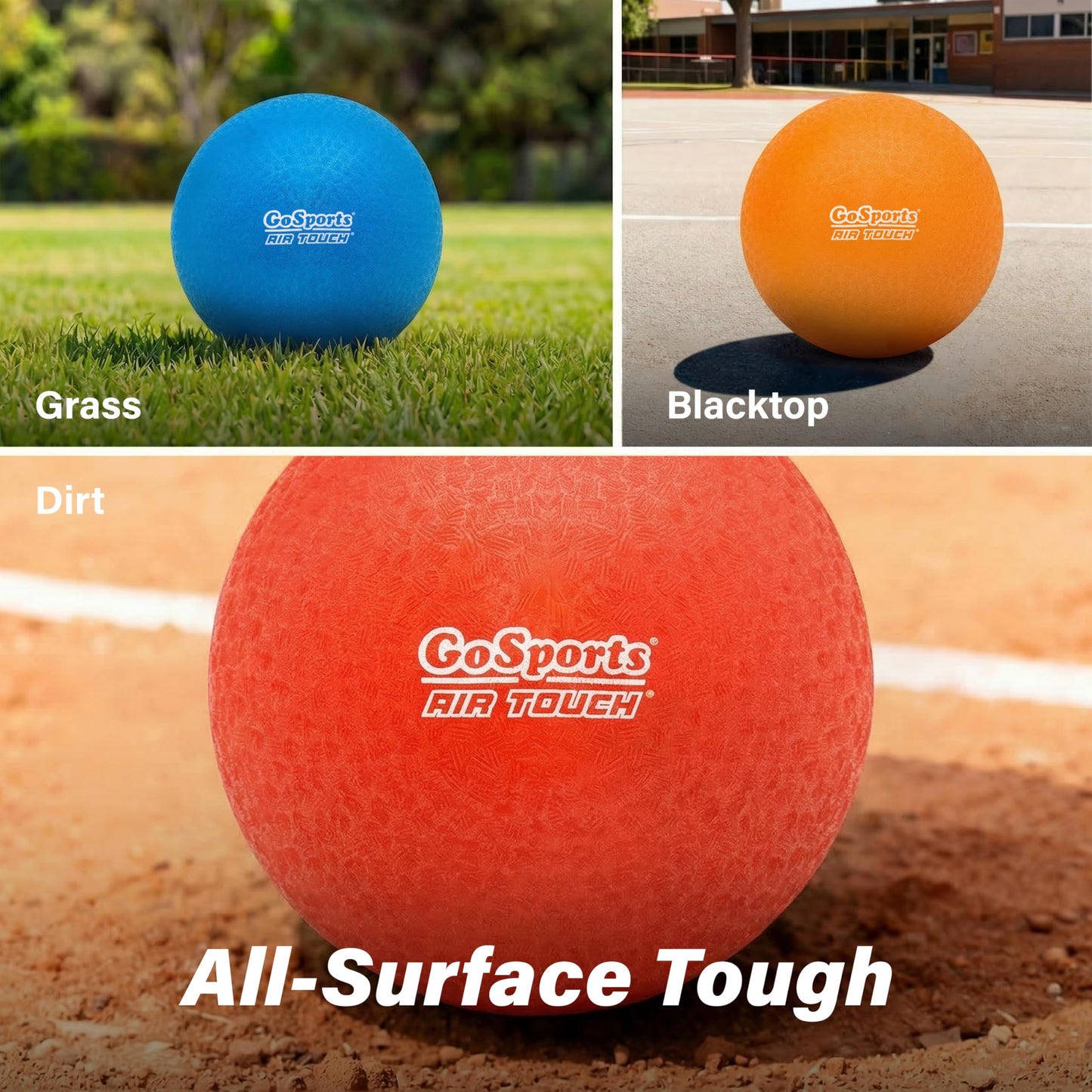 GoSports Playground Balls for Kids (Heavy Duty Set of 6) with Carry Bag and Ball Pump (Choose 8.5” or 10” Sizes)
