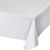 Gray Ticking Stripe Plastic Tablecloth, 1 ct