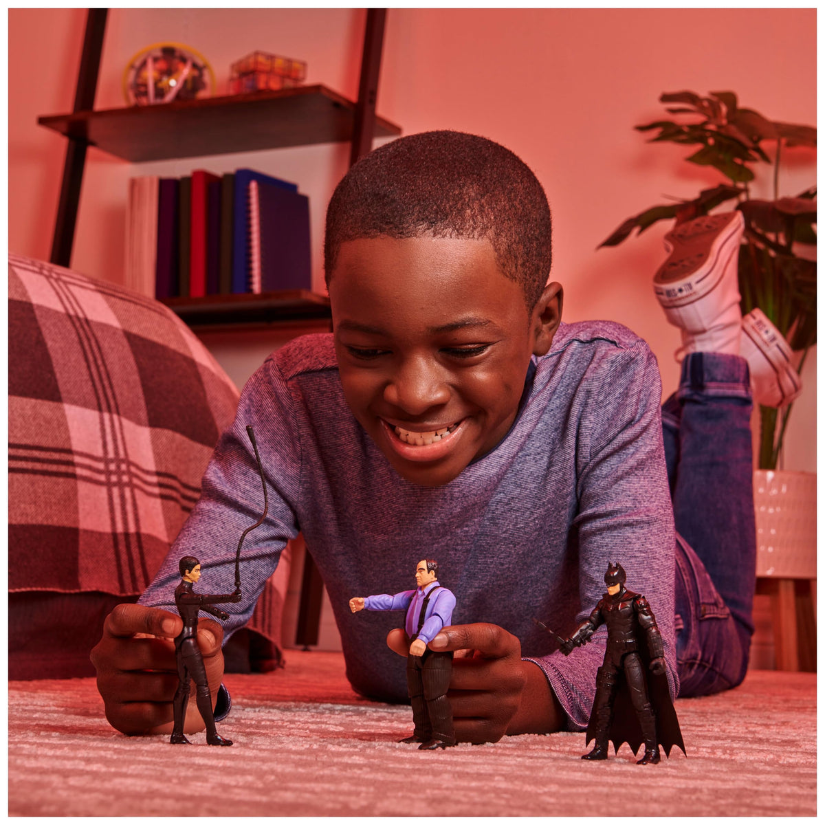 DC Comics Batman 3-Pack with Exclusive 4' Batman, Selina Kyle, The Penguin Action Figures, 3 Accessories