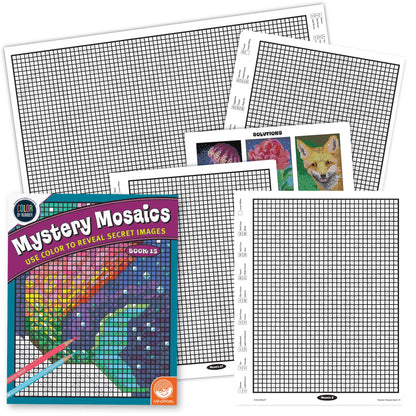 MindWare Color by Number Mystery Mosaics Book 15 - Number-Guided Hidden-Image Coloring Activity Book, Ages 6+