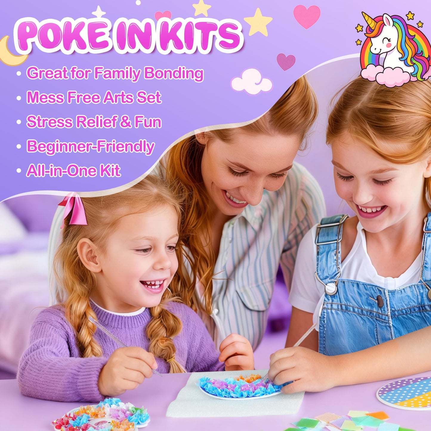 Poke Art Kit for Girls Ages 4-8 | Princess Theme DIY Craft Kit | Mess-Free Fabric Puncture Painting | Creative Activity Gift for 6-12 Year Old Girls |