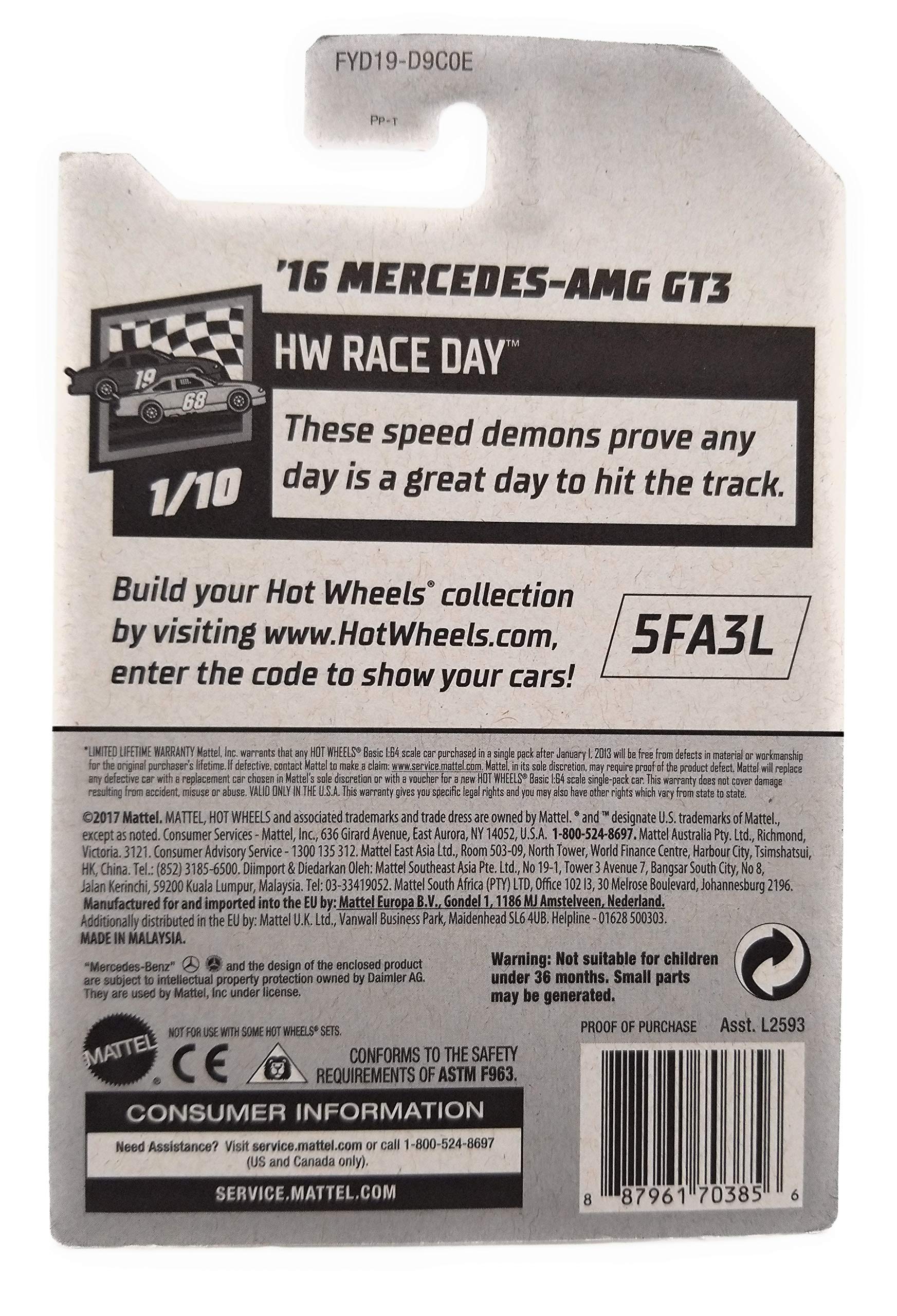 Hot Wheels 2019 Hw Race Day 1/10: '16 Mercedes-AMG GT3 (Yellow)