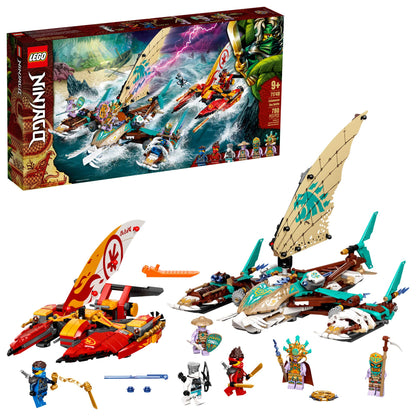 LEGO NINJAGO Catamaran Sea Battle 71748 Building Kit; Ninja Playset Featuring Catamaran Toys and NINJAGO Kai, Jay and Zane; Best Gift for Kids Who