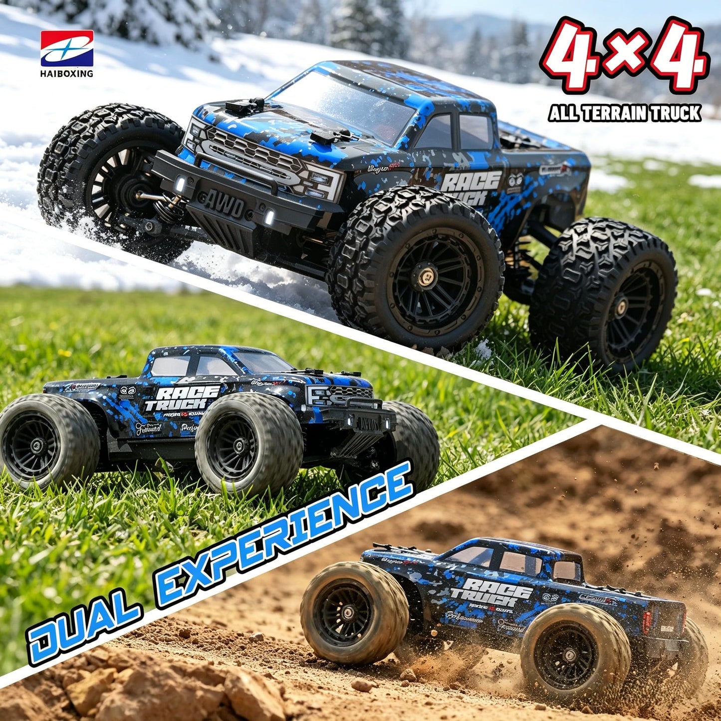HAIBOXING RC Cars 1/18 Scale 4WD Off-Road Monster Trucks with 36+KM/H High Speed, 2.4 GHz Remote-Controlled Electric All Terrain Waterproof Vehicles