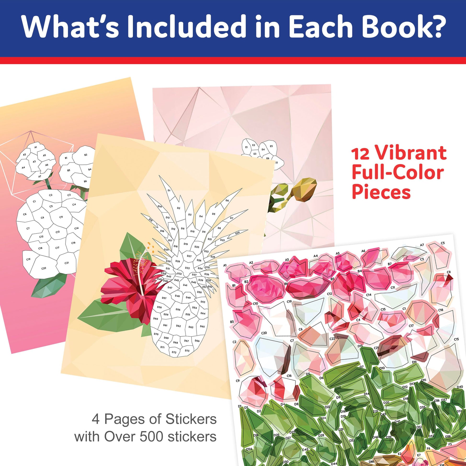 Sticker by Number Book Set for All Ages, Sticker Mosaics for Fun and Relaxation, Sticker Books for Adults with Tear-Out Pages Featuring Animals, Ocean