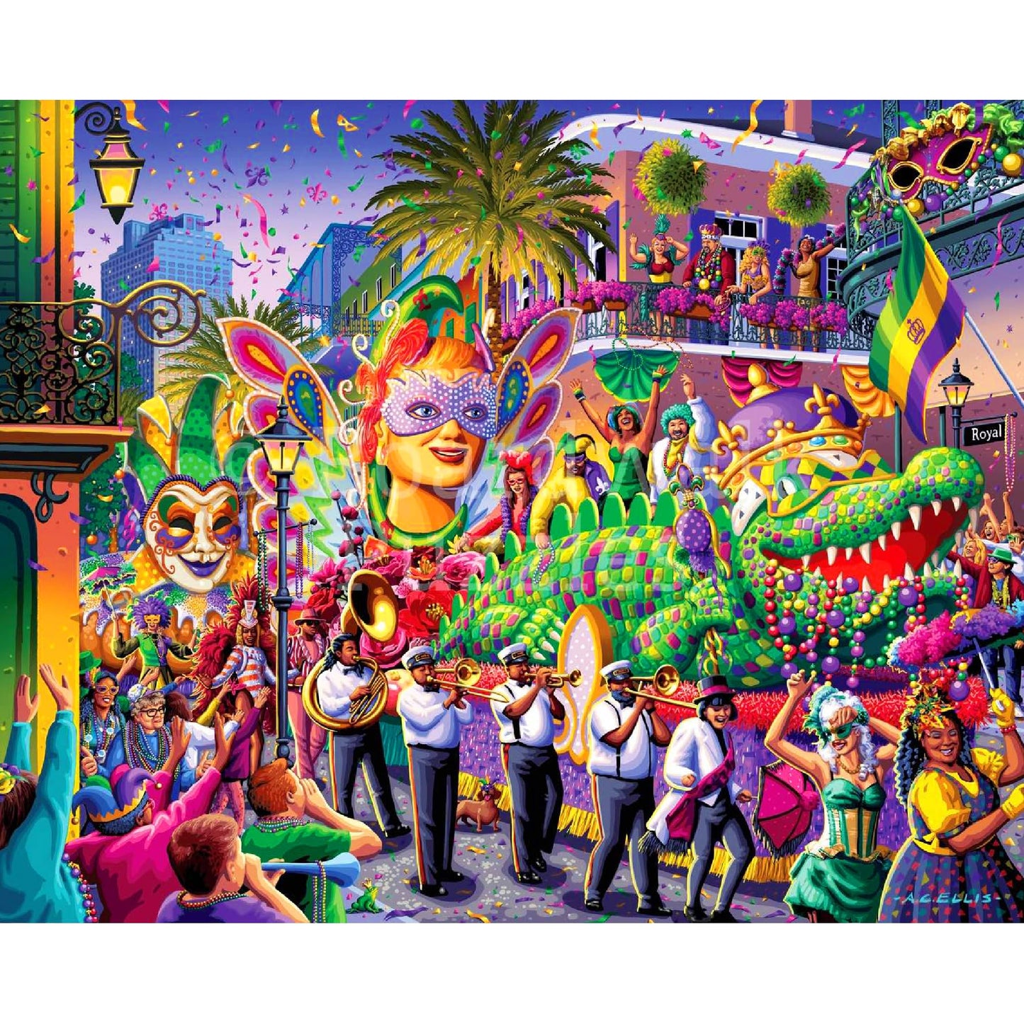 Boardwalk New Orleans Mardi Gras 210 Piece Personal Puzzle, Jigsaw Puzzles with Premium Box, Louisiana Gifts for Adults, 6"x8"