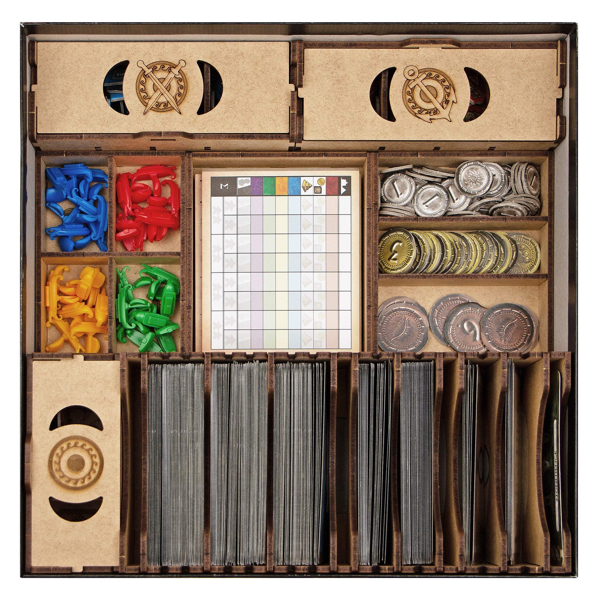 TowerRex Organizer for 7 Wonders 1st Ed and Cities, Armada, Leaders Expansions, Storage Insert for Board Game, Accessories Upgrade