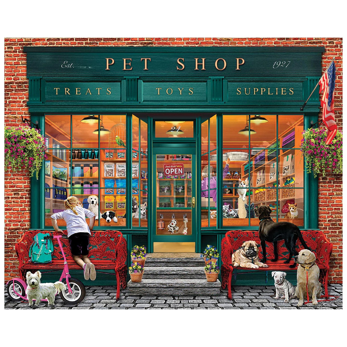 White Mountain 500 Piece Jigsaw Puzzle Nostalgic Dog, Local Pet Store