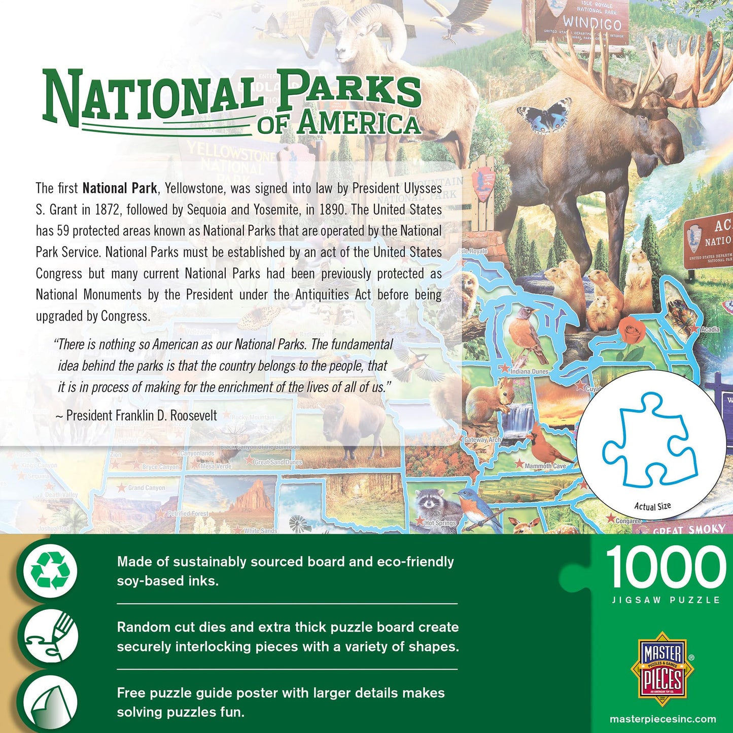 MasterPieces - 1000 Piece Jigsaw Puzzle, National Parks of America, Fun for Adults, Family, Kids 19.25"x26.75"