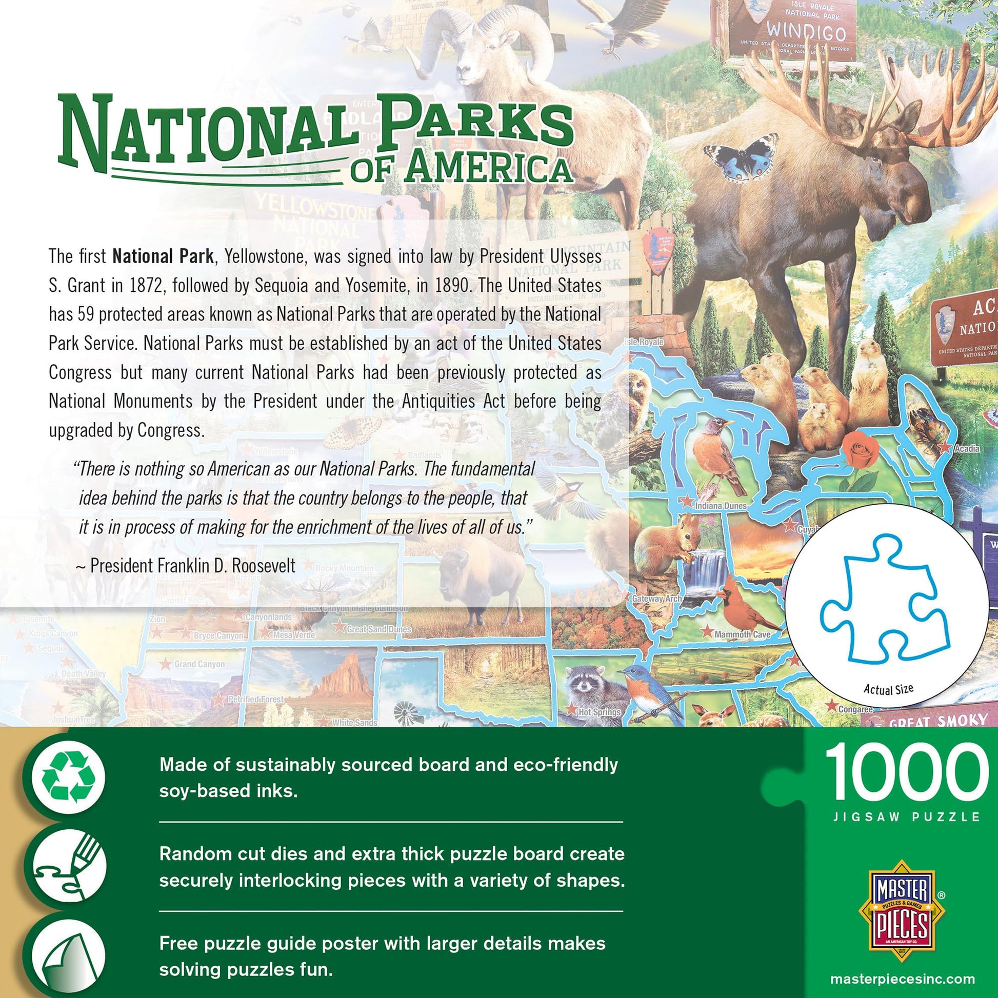 MasterPieces - 1000 Piece Jigsaw Puzzle, National Parks of America, Fun for Adults, Family, Kids 19.25"x26.75"