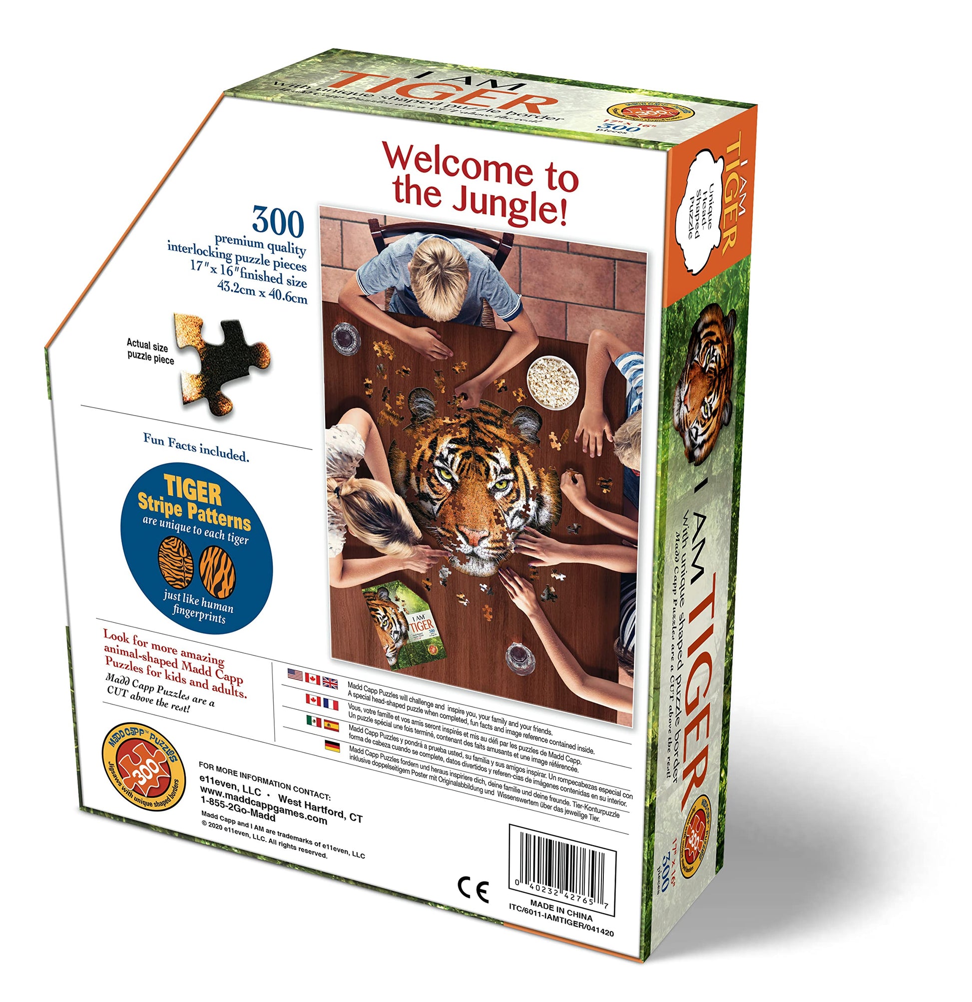 e11even Madd CAPP Puzzles - I AM Tiger - 300 Pieces - Animal Shaped Jigsaw Puzzle, 6011