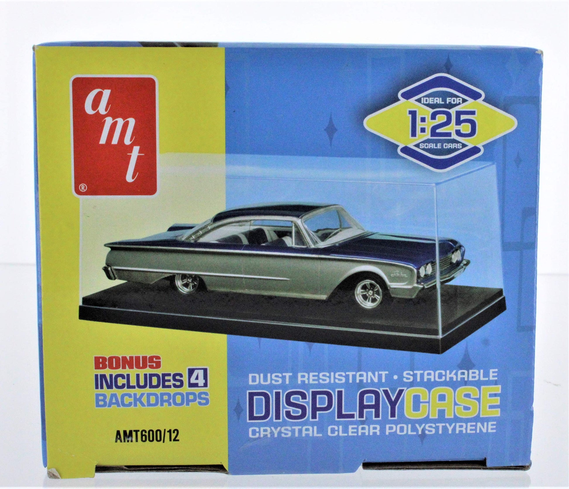 AMT 1:25 Scale Clear Polystyrene Car Model Display Case w/4 Backdrops AMT600/12