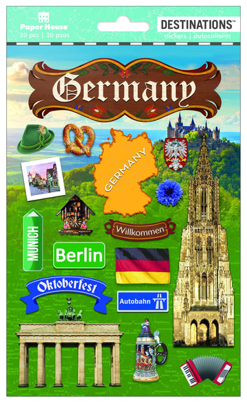 Paper House Productions STDM-2017E Travel Germany 2D Stickers, 3-Pack