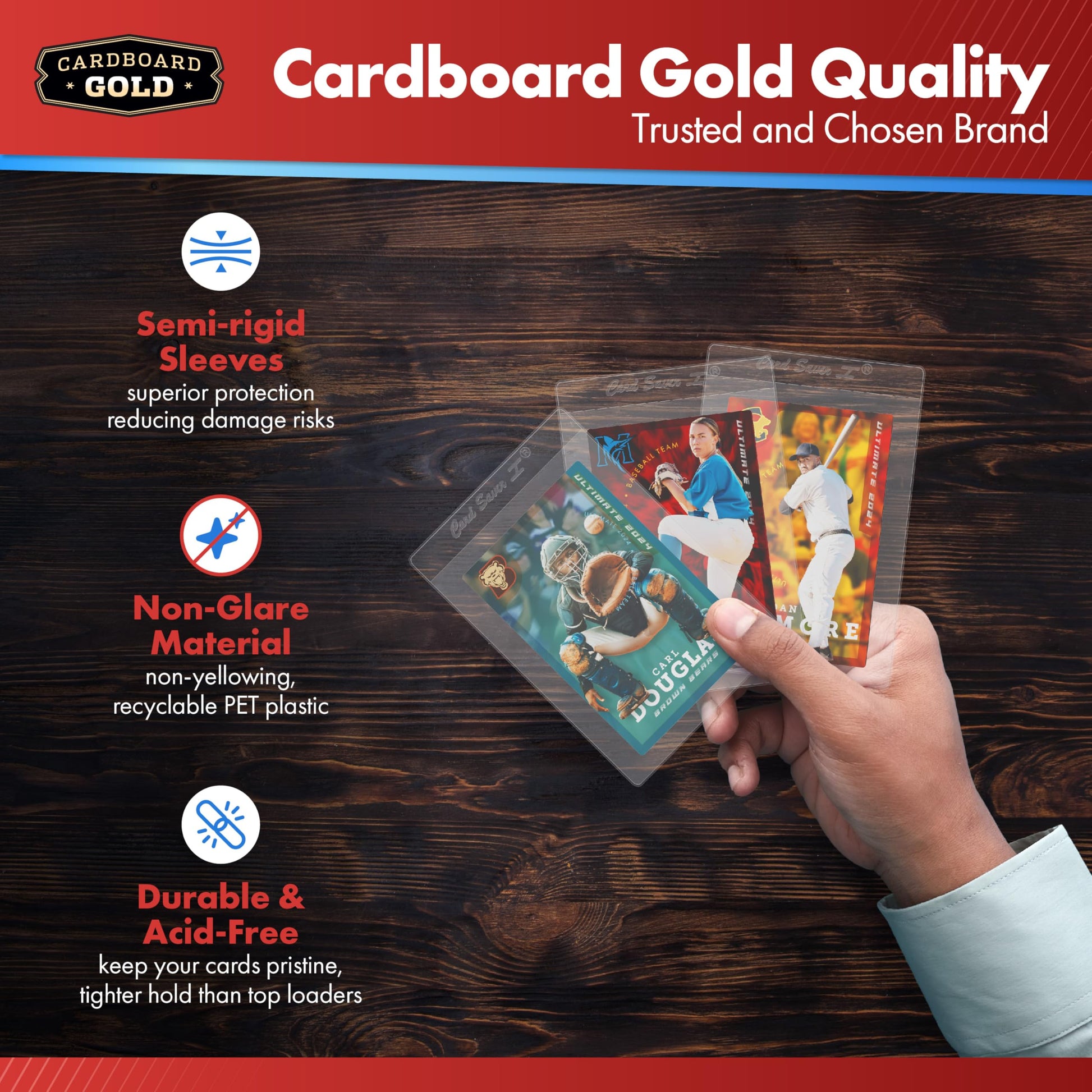 Cardboard Gold Card Saver 1-200 Count - Semi Rigid Card Holder, Trading Card Protectors - PSA-Approved Cardsaver for Baseball, Trading, Sports Cards