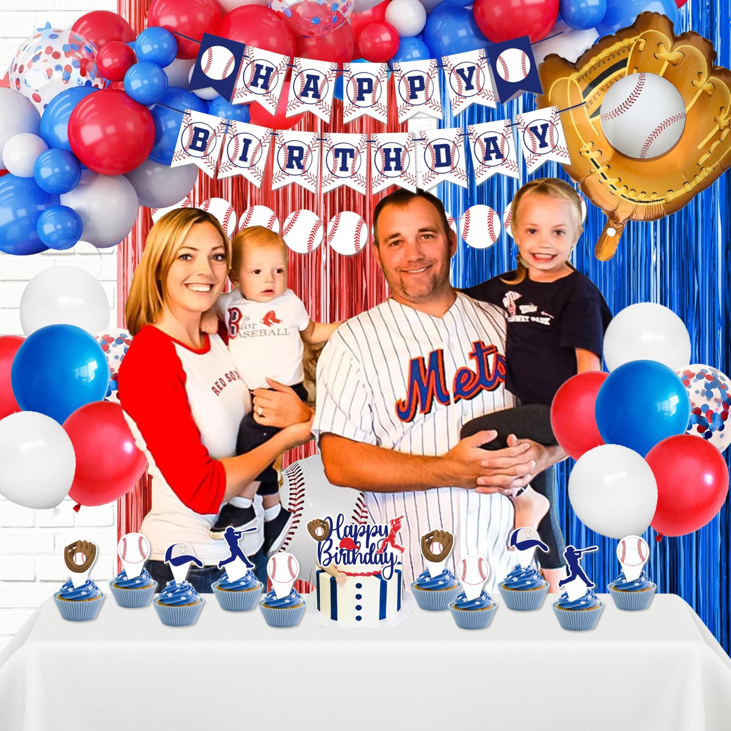 Baseball Party Decorations, Baseball Birthday Party Supplies Kit, Include Sport Themed Birthday banner, Foil Fringe,Hanging Swirls, Baseball Balloons