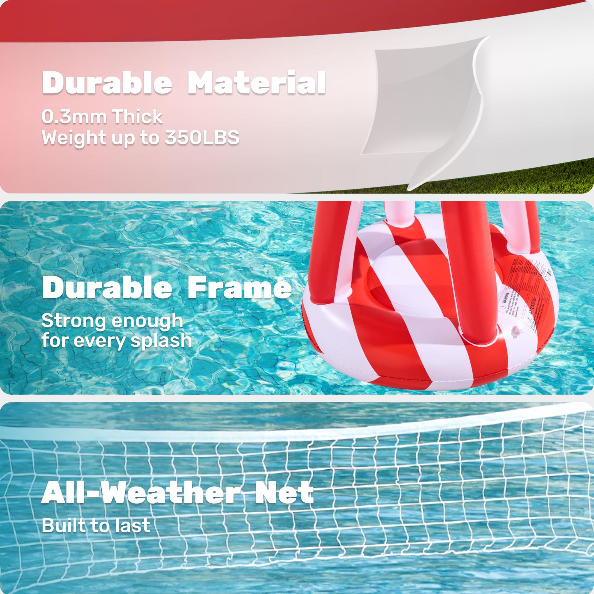 SLOOSH 4th of July Pool Games Set, Inflatable Pool Floats Set American Flag Volleyball Net & Basketball Hoops, Swimming Pool Game Toy for Kids