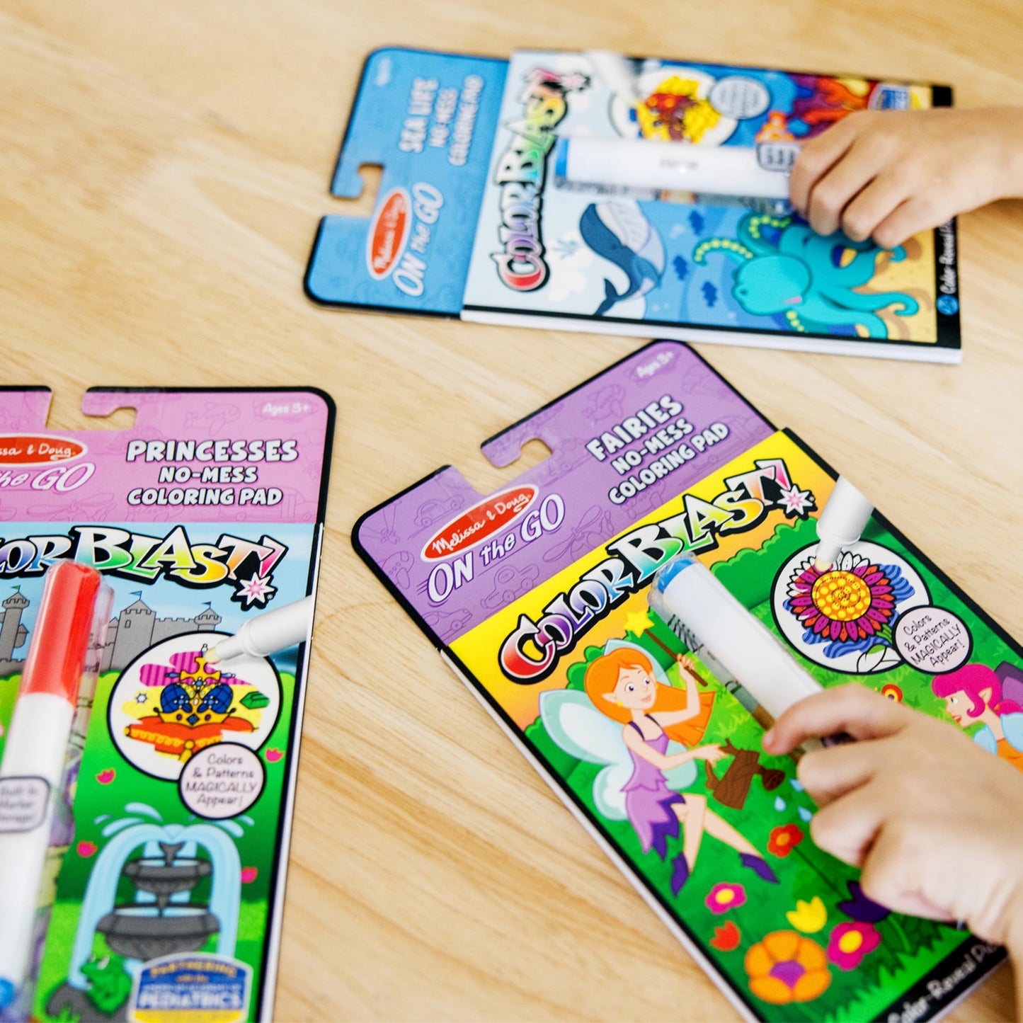 Melissa & Doug On the Go ColorBlast! Activity Books Set - Fairy, Princess, and Sea Life