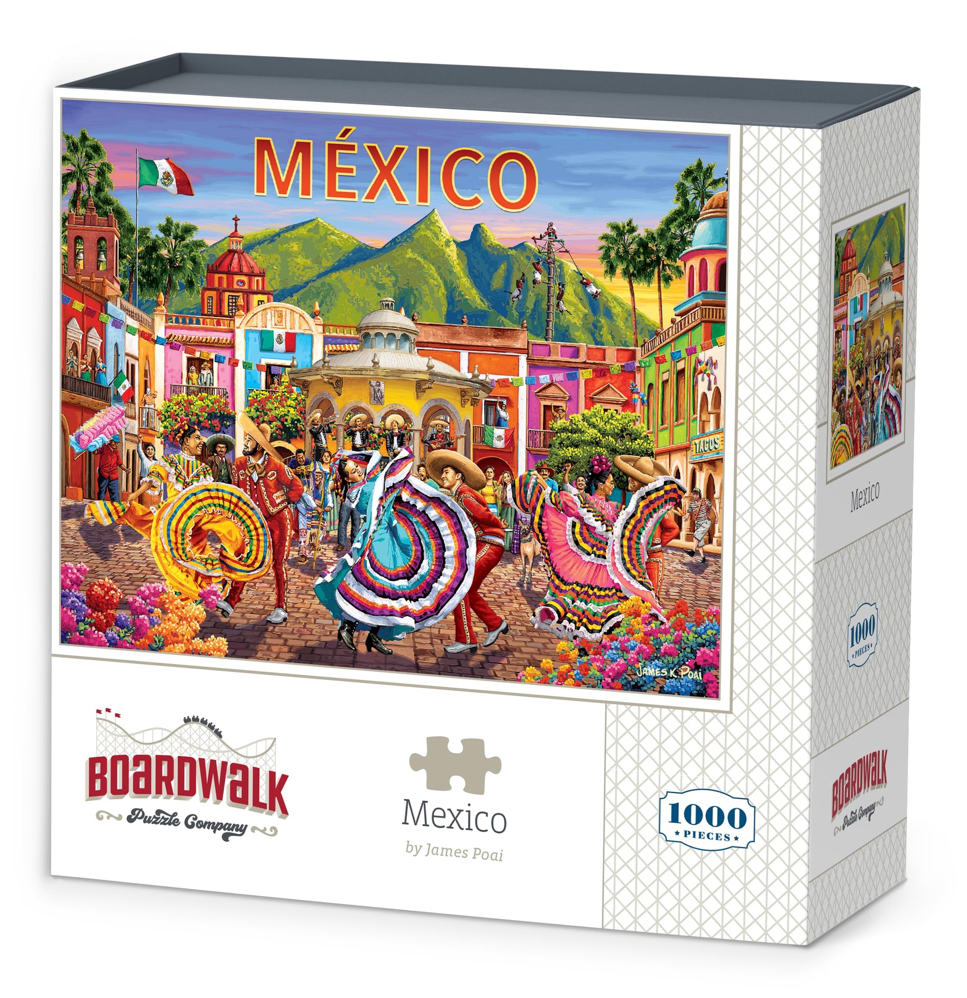 Boardwalk Mexico 1000 Piece Jigsaw Puzzle Colorful Fiesta Travel Puzzles with Premium Box, Gift for Adults and Family 19"x26"