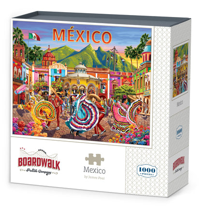 Boardwalk Mexico 1000 Piece Jigsaw Puzzle Colorful Fiesta Travel Puzzles with Premium Box, Gift for Adults and Family 19"x26"