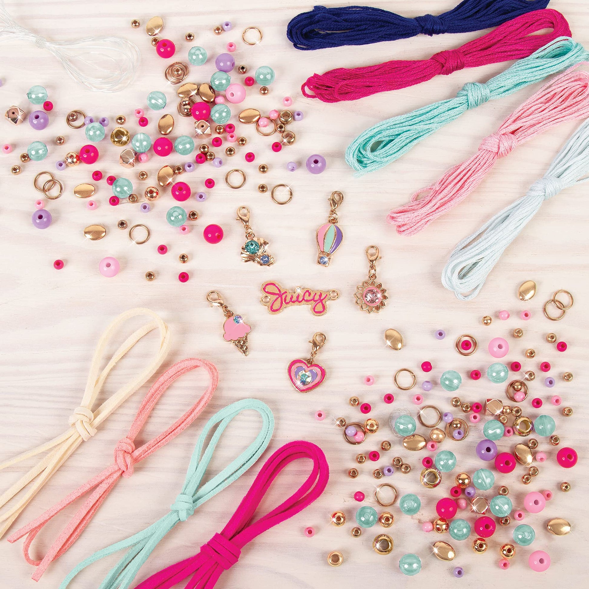 Make It Real - Juicy Couture 2 in 1 - Crystal Starlight & Sunshine Bracelet Kits Bundle - DIY Charm Bracelet Making Kit for Girls with Swarovski