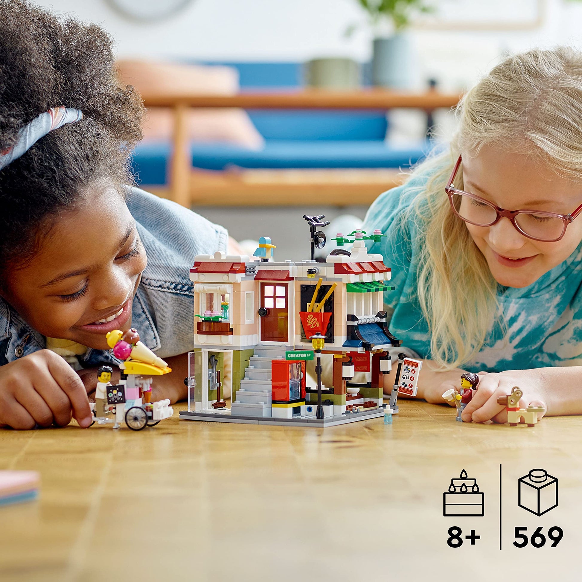 LEGO Creator 3 in 1 Downtown Noodle Shop House, Transforms from Noodle Shop to Bike Shop to Arcade, Modular Building Set, Toy Gift for Kids 8 Years