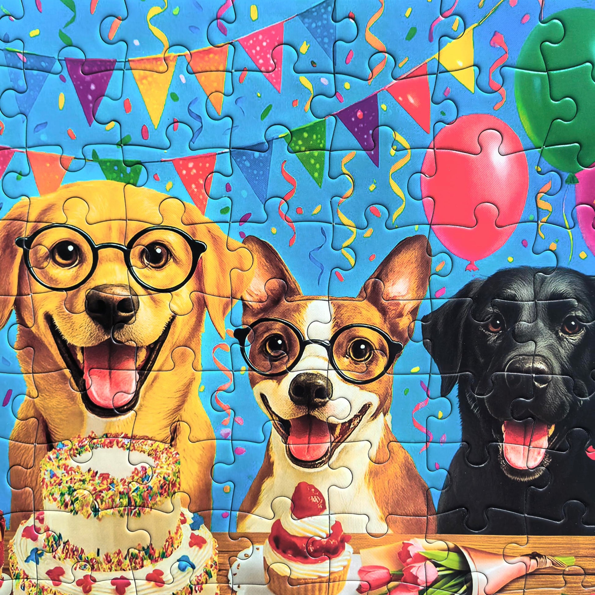 100 Piece Puzzles for Kids Ages 6-8 8-10, Jigsaw Puzzles for Adults Seniors - Puppy Birthday Party