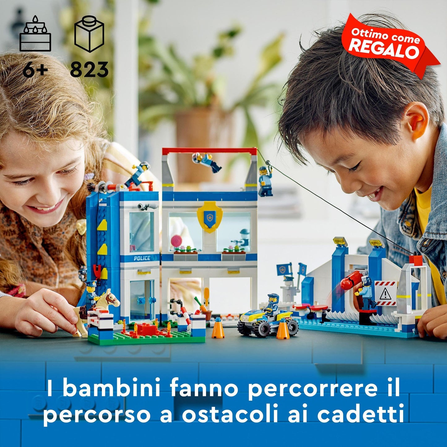 LEGO City Police Training Academy 60372, Station Playset with Obstacle Course, Horse Figure, Quad Bike Toy and 6 Officer Minifigures, for Kids Ages 6