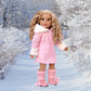 Cotton Candy - 3 Piece Doll Clothes Outfit for 18 inch Dolls - Parka with Hood, Dress, and Boots (Doll Not Included)